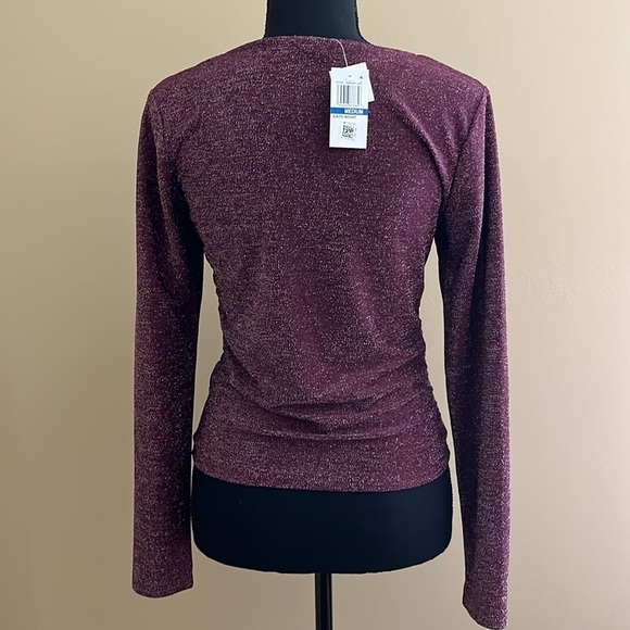 NEW Ultra Flirt Long Sleeve Top Burgundy with Sparkle Size M - Picture 2 of 10